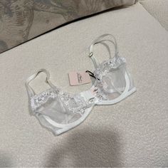 - Brand New With Tags - Never Worn - 32d White Padded Bra For Party, Party White Bra With Lace Closure, White Party Bra With Lace Closure, Sheer White Underwire Bra, Sheer White Wedding Bra, White Sheer Wedding Bra, White Push-up Bra For Party, White Sheer Bra For Party, Sheer White Party Bra