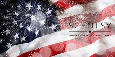 an american flag and fireworks with the words, scentsy independent consultant on it