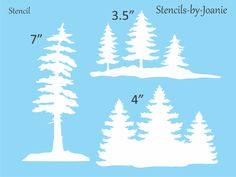 the measurements for pine trees are shown in three different sizes and shapes, along with an additional height