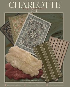 the cover of charlotte's fine collection, featuring rugs and rugs in various colors