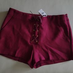 Express Women's Burgundy Shorts Size 10 Safety Shorts, Crochet Lace Shorts, Burgundy Shorts, Purple Jeans, Red Jeans, Flowy Shorts, Black Short Dress, Distressed Jean Shorts, Red Shorts