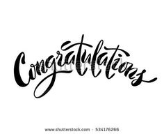 congratulations handwritten lettering with black ink on white background for greeting cards, posters and other uses