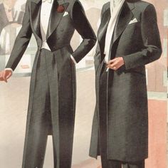 Regency Evening Dress Men, 1930s Men, Mens Fashion Illustration, Vintage Mens Fashion, 1930s Fashion, Formal Suits, 1940s Fashion, 1920s Fashion, Tuxedos