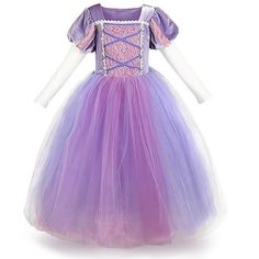 Gorgeous children baby girls Sofia Rapunzel princess dresses fairytale cosplay fancy dress up clothes for photo props. Beautiful design features a chic style for your princess and make your little fairy look so distinctive.  Features: Toddler little/big girls classical stunning princess Sofia Rapunzel style costume. A-Line, empire waist design, long sleeve, embellished with lace and ruched detail. It is prefect as Halloween dress up costume.  High Quality Material: Vintage junior girls Sofia dre Rapunzel Fancy Dress, Rapunzel Dress Up, Sofia Costume, Sofia Princess, Tutu En Tulle, Toddler Fancy Dress, Rapunzel Costume, Rapunzel Dress, Cinderella Costume