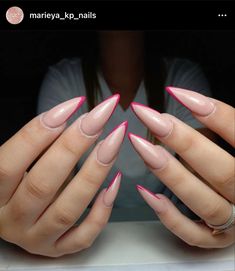 Stelito Nails, Ig Nails, Pink French Nails, Long Stiletto Nails, Pink Stilettos, Pink French, Rose Nails, Antique Roses, French Tip Nails