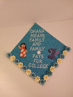 a decorated graduation cap that says obama means family and family pays for college