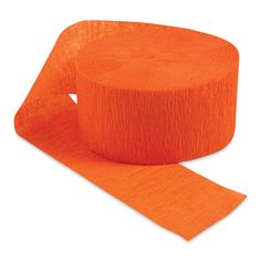 an orange roll of toilet paper on a white background