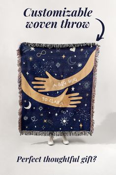 The galaxy hug blanket is a meaningful custom gift. Blankets For Friends, Embroidered Blanket For Boyfriend, Sister Gifts Blanket, Love Letter Blanket, Creative Gifts For Girlfriend Blanket, Blanket Boyfriend Gift, Christmas Blanket Gifts, Personalized Throw Blanket, Celestial Design