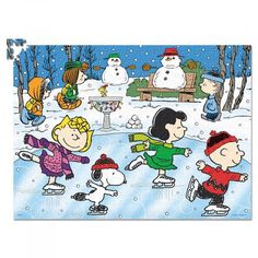 peanuts and friends skating in the snow