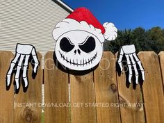 Digital Jack Peeking Over Fence PDF INSTANT DOWNLOAD Yard Art Diy Woodworking Plans Nightmare Halloween Christmas Template (Download Now) - Etsy Nightmare Before Christmas Decor Diy, Diy Jack Skellington Decoration, Jack Skellington Christmas Decorations, Jack Skellington Decorations, Nightmare Before Christmas Decorations Xmas, Nightmare Before Christmas Door, Jack Halloween, Christmas Template, Nightmare Before Christmas Decorations