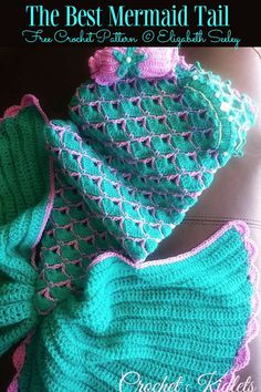 two crocheted hats and a scarf are sitting next to each other