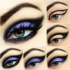 Make Up Designs, Purple Eye Makeup, Witch Makeup, Halloween Eye Makeup, Halloween Eyes