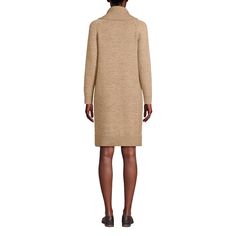 Thanks to the super soft and lofty yarns, this stylish yet cozy dress will be your cold weather go-to when you want to dress up but also keep warm. The drapey cowl neck will keep away the chill, while the ribbed texture of the cuffs and hem add a touch of style. Winter Knee-length Knit Sweater Dress, Knee-length Knit Sweater Dress For Winter, Beige Knee-length Sweater Dress For Winter, Cozy Soft Knit Sweater Dress For Winter, Winter Beige Turtleneck Dress, Beige Turtleneck Dress For Winter, Beige Turtleneck Winter Dress, Cozy Knee-length Sweater Dress For Winter, Beige Sweater Dress For Daywear In Fall