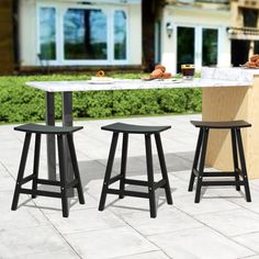 Paradise 24" Poly Outdoor Patio Counter Stool (Set of 3) Backless Barstool, Counter Stools Backless, Outdoor Patio Bar, Tufted Dining Chairs, Folding Adirondack Chairs, Patio Bar Stools, Backyard Bar, Saddle Seat, Backless Bar Stools