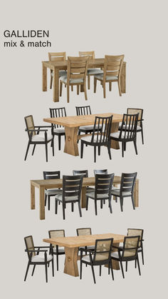 the table and chairs are all made out of different types of wooden furniture, including one with