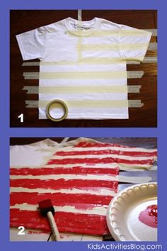 how to make an american flag t - shirt out of paper plates and duct tape