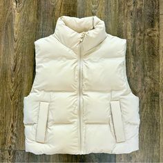 Brand New! Never Worn! Tags Removed. Zara Puffer Vest. Two Front Pockets. Chic Solid Color Vest For Winter, Trendy Beige Winter Vest, Zara Beige Vest For Fall, Casual Cream Winter Vest, Zara Casual Winter Vest, Chic Zara Winter Vest, Zara Fitted Winter Vest, Zara Fitted Vest For Winter, Zara Casual Vest For Fall