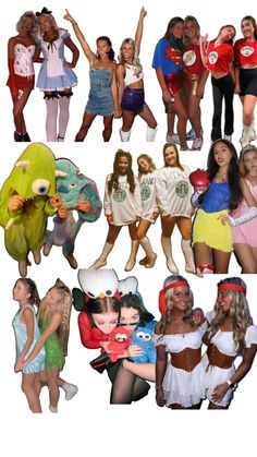 many different pictures of women in costumes