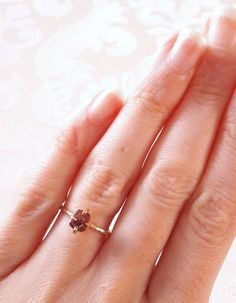 Delicate Rough Garnet Crystal Stacking Ring - January Birthstone - Mother's Day Gift - Raw Stone Sta Stone Stacking, Raw Garnet, January Baby, Red Gemstone Ring, January Birthstone Rings, Rough Diamond Ring, Garnet Crystal, Gold Cocktail Ring, Red Gemstones