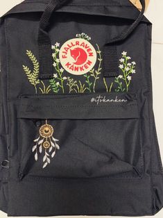 Details about this product: 1. Name: Kanken Personlized Embroidered Backpack, Kanken Custom (the bag is produced and used in Vietnam market - you can also send me your Kanken if you already have one) 2. Version & Size - Kanken No.1: This is the classic (original) version with 3 sizes + Mini size: 29x20x13cm (A5 paper size) + Medium size: 27x38x13cm (laptop 15.7 inch size) + Big size: 35x45x15cm (laptop 17 inch size) => For the big size, there are just few color choices so please text me to check Embroidered Kanken, Embroidered Backpack, Backpack Decoration, Pola Sulam, Embroidery Bags, Cute Embroidery, Unique Bags, Personalized Embroidered, Embroidery Inspiration