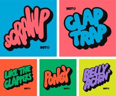 four different types of graffiti written in various colors and styles, each with the word crap trap on it