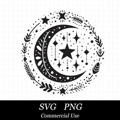 the svg png commercial use logo is decorated with stars, leaves and wreaths