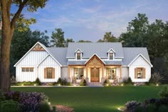 this is an artist's rendering of the farmhouse style house plans for your dream home