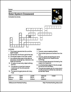 the solar system crossword is shown in this printable worksheet for kids