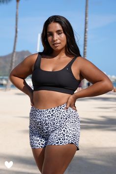 Leopard Runners and Moana Ribbed Sports Bra in Black | New Arrivals! | Fierce & Wild Collection | Shop aloha inspired tanks, tees, activewear, and accessories at Love Fitness Apparel - designed with aloha in Hawaii Animal Print Workout Outfits, Casual Leopard Print Activewear For Workout, Leopard Print Biker Shorts, Stretch Leopard Print Athleisure Activewear, Leopard Print Stretch Athleisure Activewear, Leopard Athletic Shorts, Love Fitness Apparel, Leopard Shorts, Leopard Print Shorts With Built-in Shorts