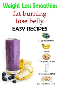 a blueberry smoothie is shown with the ingredients to make it look like it has been