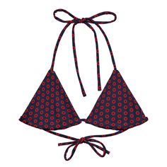 Get ready for the summer season with this eco-friendly All-Over Print Recycled Padded String Bikini Top. The top is made from soft recycled polyester, with UPF 50+ and versatile, stretchy straps ready for styling. Grab one today and pair it with a swim-ready outfit. • Flexible and adjustable straps • Soft and stretchy material with UPF 50+ • Sizes up to 6XL • Removable padding for comfort • Multiple ways to tie and style • Color design options for swimwear lining Disclaimer: To make your All-Ove Phish, Summer Season, Upf 50, Stretchy Material, String Bikinis, Color Design, Adjustable Straps, Recycling, Eco Friendly