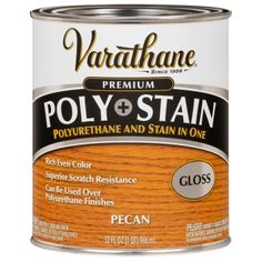 a can of vartafoane poly stain with woodgrain on the side