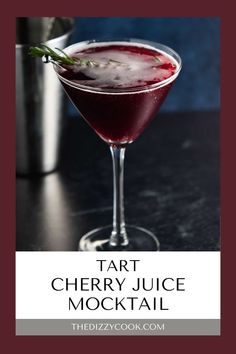 the tart cherry juice mocko cocktail in a coupe glass