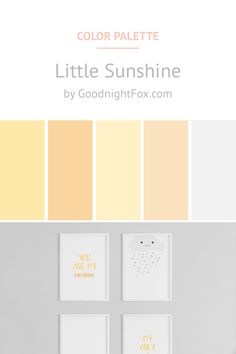 the color palette for little sunshine by goodnightfox com is shown in yellow and white