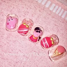 3dnail Art, Pig Nail Art, Pig Nails, Children's Day, Nail Arts, Long Acrylic Nails, Child Day, Love Nails, Peppa Pig