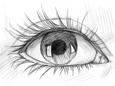 a drawing of an eye with long eyelashes