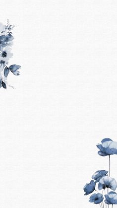 blue flowers against a white background with space for text