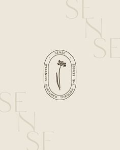 the logo for sense is shown in black on a white background with an oval frame