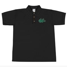 Sexy Crocs Embroidered Polo Shirt by Jason Guo - Jason Guo Art - Chicago artist Jason Guo Embroidered Polo Shirts, Collar And Cuff, Black Media, The Mind, Black Shirt, White Shorts, Pop Art, Men's Polo Shirt, Chicago