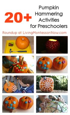 pumpkins with the words pumpkin hammering activities for preschoolers to do on halloween