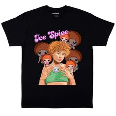 Recommended deadline for delivery by Christmas - Dec. 10 In Her Mood. 👸 Featuring my original illustration of Ice Spice, along with her cartoon avatar sitting on her shoulders. Stay comfortable and stylish with these ultra soft 100% cotton t-shirts! Printed using DTG technology for bright, long-lasting designs! Unisex sizes, please check size chart for measurements. - Ships out in 3-5 business days Tap here to see all of my items featuring Ice Spice! Thanks for shopping with us! Trendy Tops With Character Print For Fans, Trendy T-shirt With Funny Print For Fans, Trendy Cartoon Print T-shirt For Fans, Nicki Minaj Mood, Ice Spice Shirt, Cute Merch, Cartoon Avatar, Ice Spice, Ice And Spice