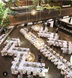 an overhead view of a dining hall with tables and chairs