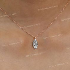 18k/14k solid gold chain choker,Marquise Moissanite pendant Necklace,2 CT solitaire moissanite necklace,dainty layering minimalist necklace DESCRIPTION  -------------------- *Moissanite Details  →Stone                            :Marquise  →Size (mm)                      :12*8 →Stone Total CTW          :2 →Color                              :Colorless →Clarity                            :VVS →Gold Purity                   :10k/14k/18k solid gold →chain length              :16 Inch * Metal Detail Marquise Pendant Necklace, Minimalist Rose Gold Moissanite Jewelry, Minimalist Marquise Wedding Necklace, Minimalist Marquise Diamond Necklace As Gift, Minimalist 14k Gold Marquise Necklace, Minimalist Marquise Necklace For Anniversary, Marquise Necklace, Marquise Pendant, Dainty Necklace Layered