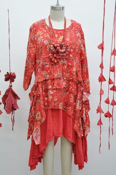 Spring Lagenlook Blouse For Layering, Spring Lagenlook Fitted Blouse, Spring Fitted Lagenlook Blouse, Bohemian Blouse With Ruffles For Layering, Bohemian Ruffled Blouse For Layering, Red Blouse For Spring Layering, Krista Larson, Fairy Fashion, Ruffle Shirt