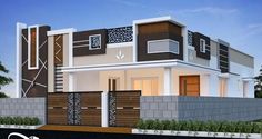 this is an image of a modern style house in the philippines or india with two floors and three car garages