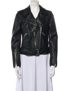 AllSaints Leather Biker JacketBlackPointed CollarZip Pockets & Zip ClosureFit:Jackets by AllSaints typically fit true to size. Leather Biker Jacket, Accessories Jacket, Outerwear Sweater, Shirt Accessories, Shoulder Sweater, Hoodie Dress, Biker Jacket, Casual Jeans, Sweater Accessories