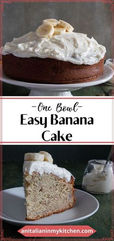 Have ripe bananas? Make this easy banana cake! This one bowl banana cake is easy to make with a tender crumb and rich banana flavor! It’s topped with a light and fluffy cream cheese frosting that makes it a treat for snack or dessert. Easy Banana Cake, Banana Cake Recipe Easy, Fluffy Cream Cheese Frosting, Banana Crumb Muffins, Banana Cake Recipe, Cake With Cream Cheese Frosting, Yogurt Cake, Homemade Cake Recipes