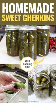 homemade sweet gherkins with canning ingredients