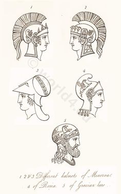 four different types of headdresses from the earliest times of ancient greek art