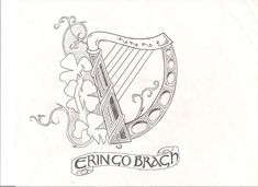 a drawing of a harp with the word erringo brach on it's side